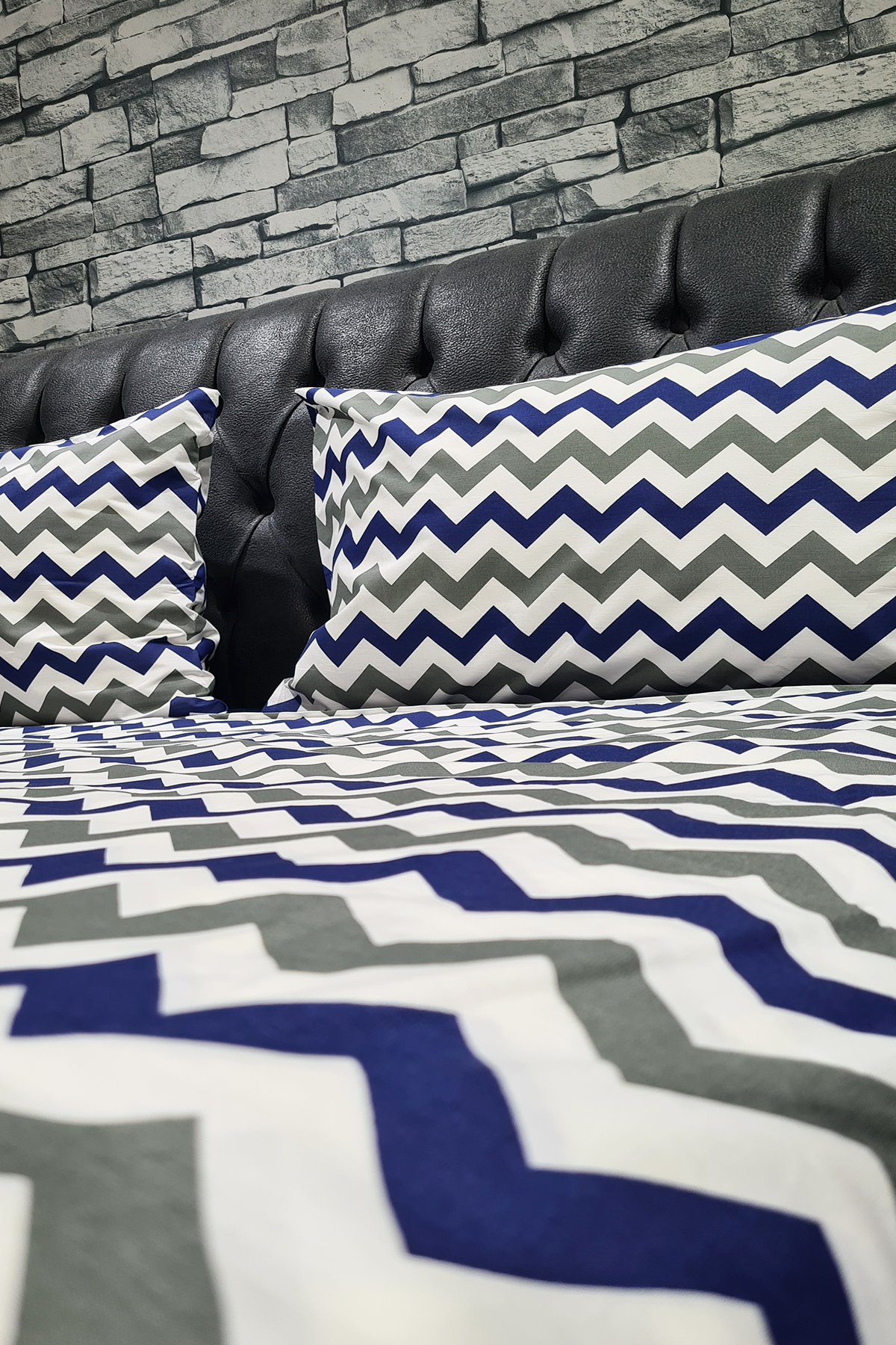 Picture of Çeyiz Diyarı Zigzag Çift Kişilik Nevresim Takımı Lacivert