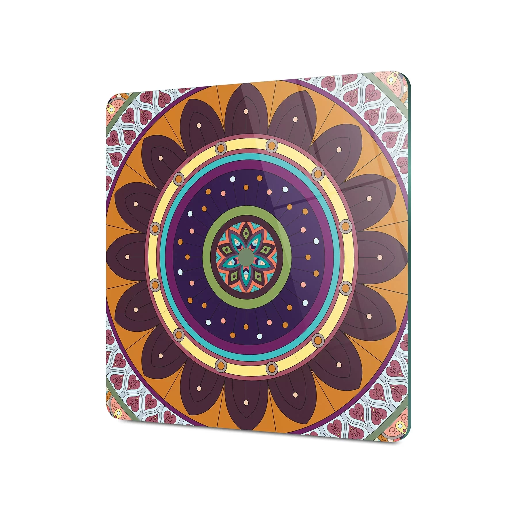 Picture of Decovetro Cam Kesme Tahtası ve Sunumluk Kare Mandala 1 Desenli 30x30 Cm