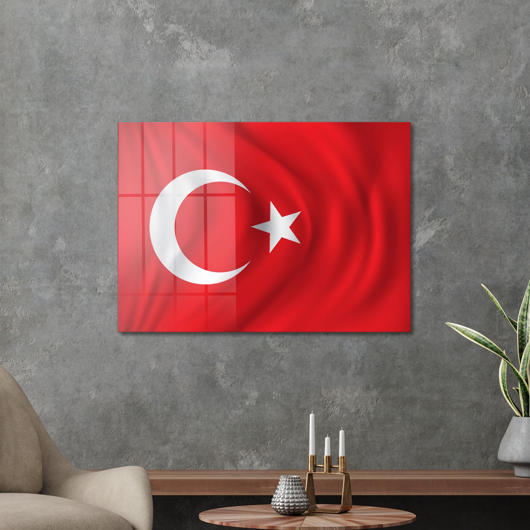 Picture of Decovetro Cam Tablo Türk Bayrağı 50x70 cm