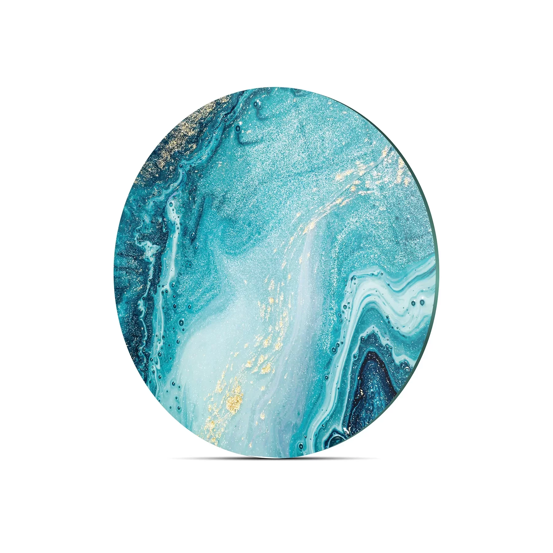 Picture of Decovetro Cam Kesme Tahtası ve Sunumluk Yuvarlak Mavi Mermer Desenli 30x30 Cm