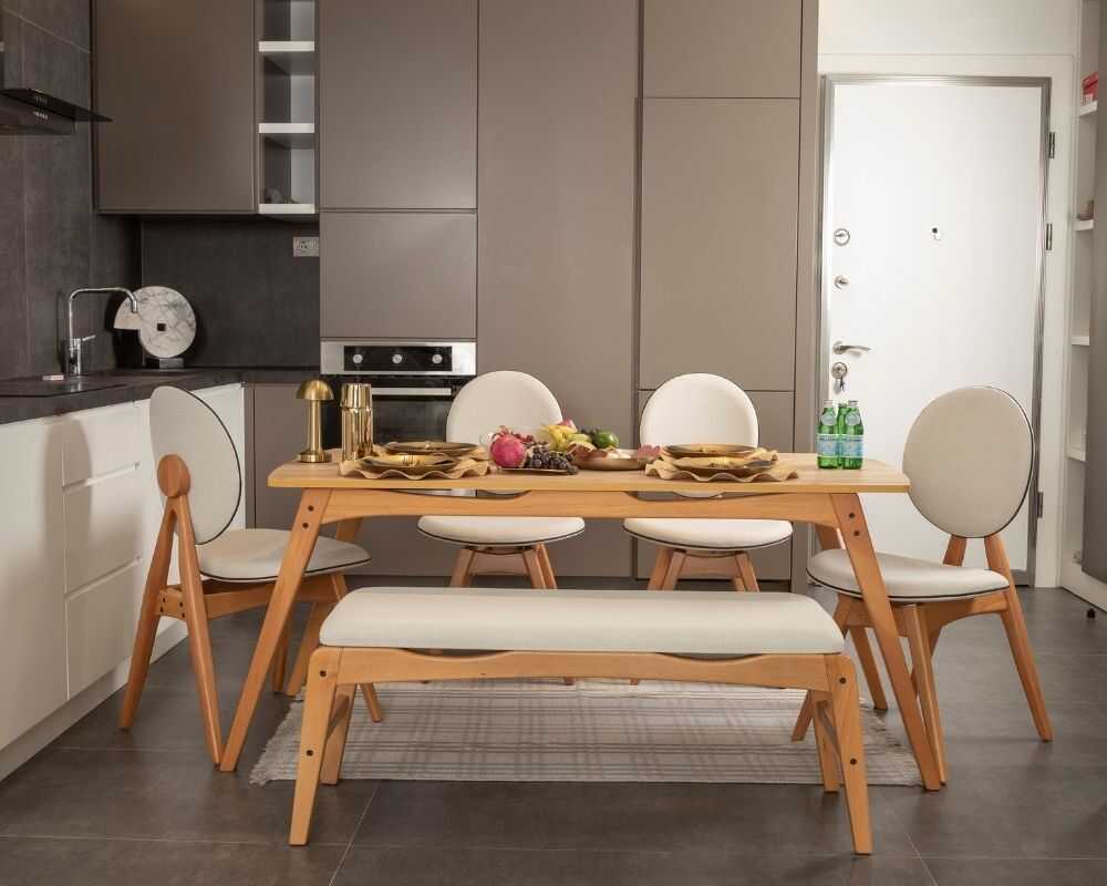 Picture of Touch Meşe 4 Sandalye 1 Bench 1 Masa (80x160)