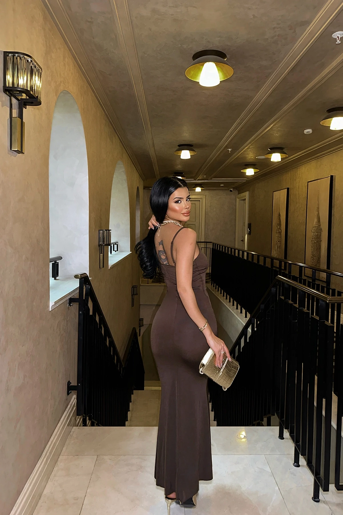 Picture of Melita Brown Strappy Maxi Dress