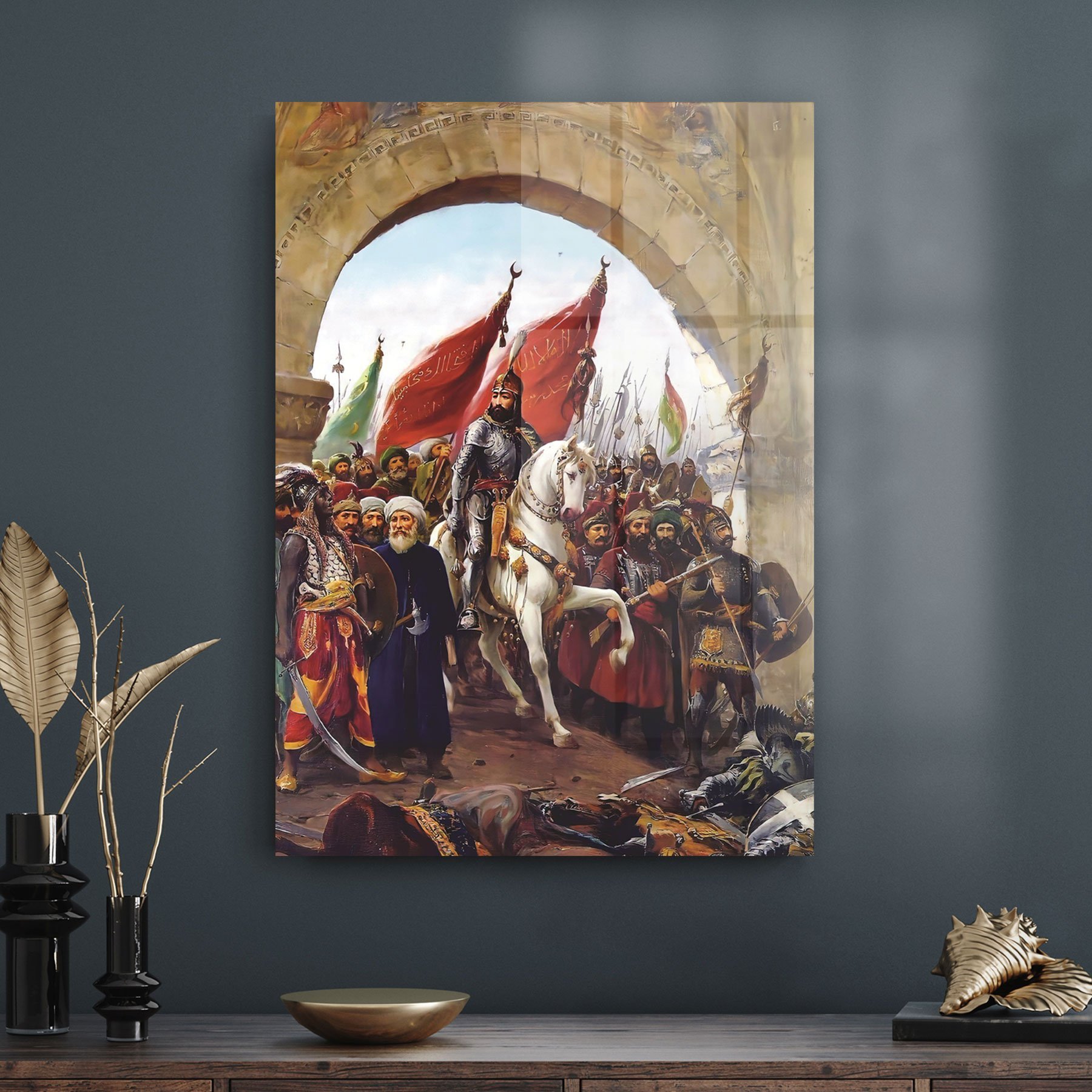 Picture of Decovetro Fatih Sultan Mehmet Ve İstanbul Fethi Cam Tablo 30x40 cm