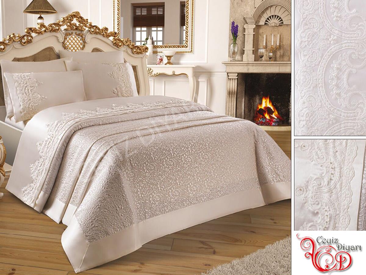 Picture of Çeyizdiyarı Fransız Güpürlü Diana Pike Takımı Krem