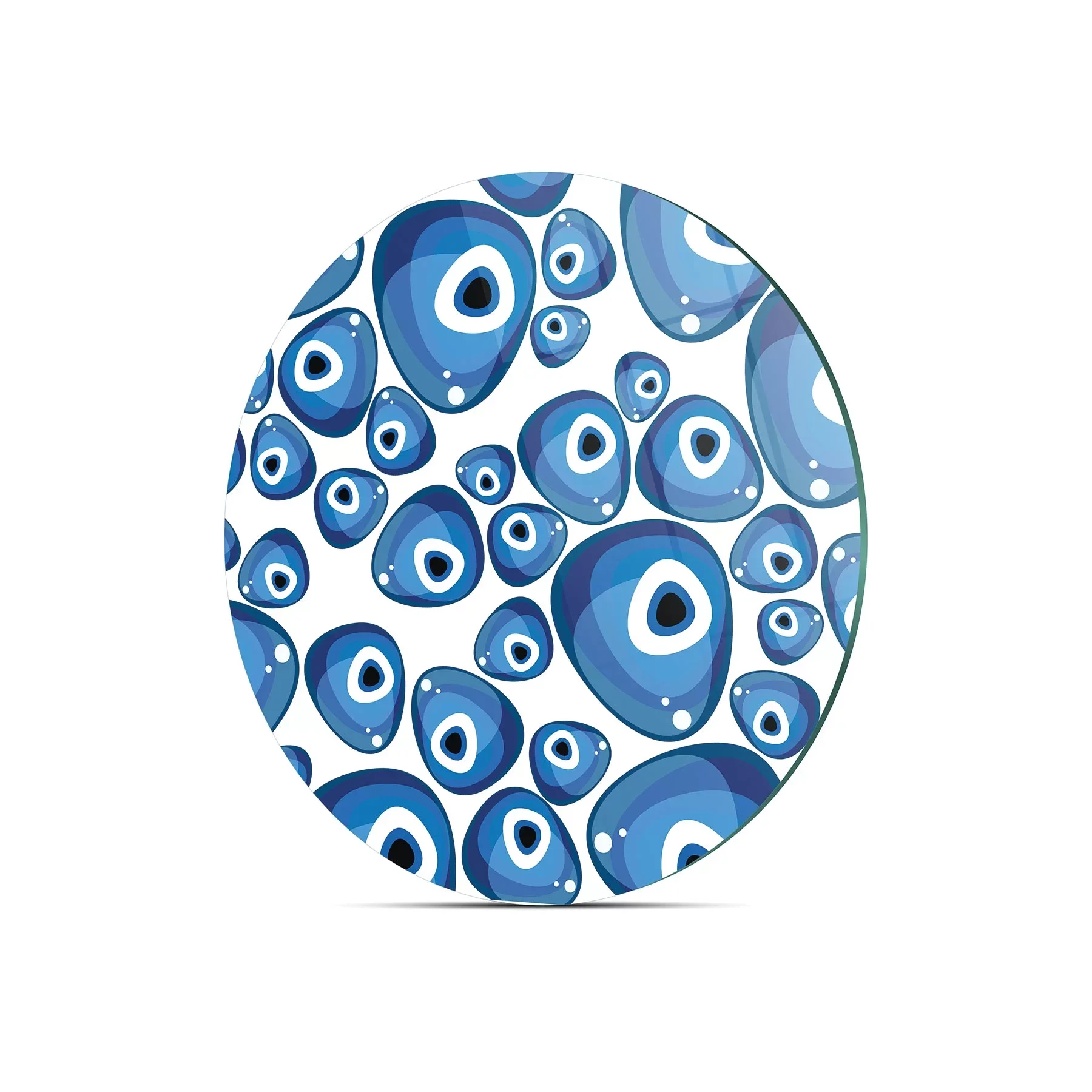 Picture of Decovetro Cam Kesme Tahtası ve Sunumluk Yuvarlak Nazar Boncukları Desenli 30x30 Cm