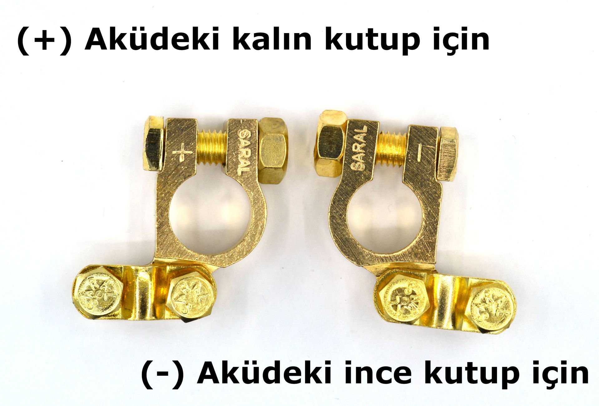 Picture of 1 Takım Kalın Akü Kutup Başı Terminali Kesme Pirinç Artı Eksi SARAL