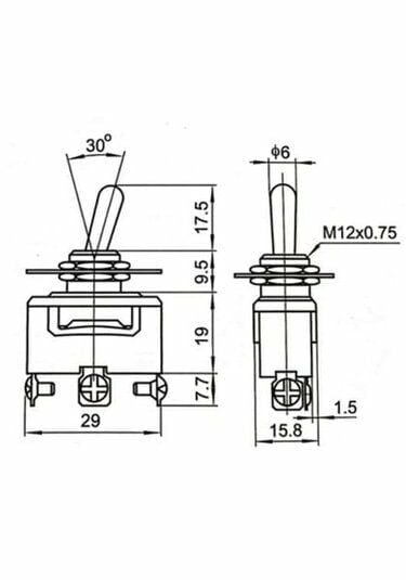 Picture of Toggle Switch 1-1 Metal Anahtar 3 Pin 12V-220V MT-ANS04