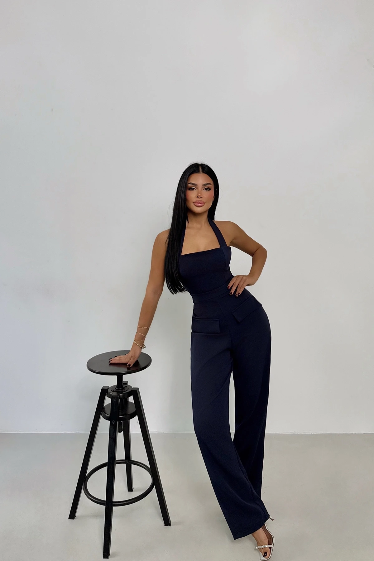 Picture of Navy Blue Pocket Detailed Trousers Suit