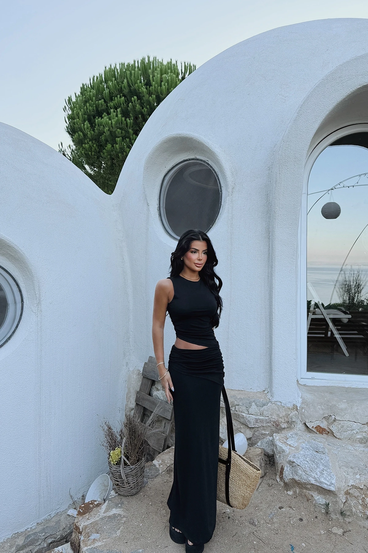 Picture of Black Gathered Basic Suit