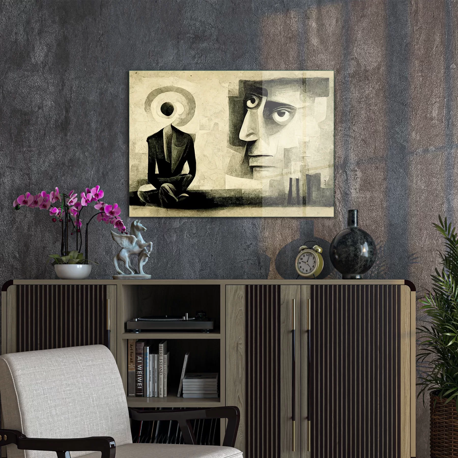 Picture of Decovetro Cam Tablo Soyut Geometrik Portre 70x100 cm