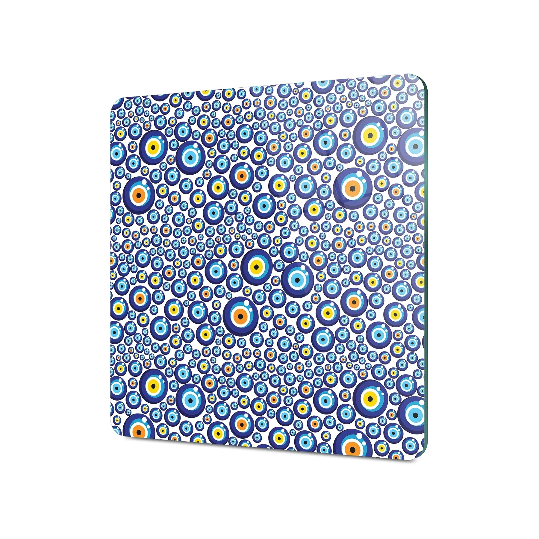 Picture of Decovetro Cam Kesme Tahtası ve Sunumluk Kare Nazar Boncuk Desenli 30x30 Cm