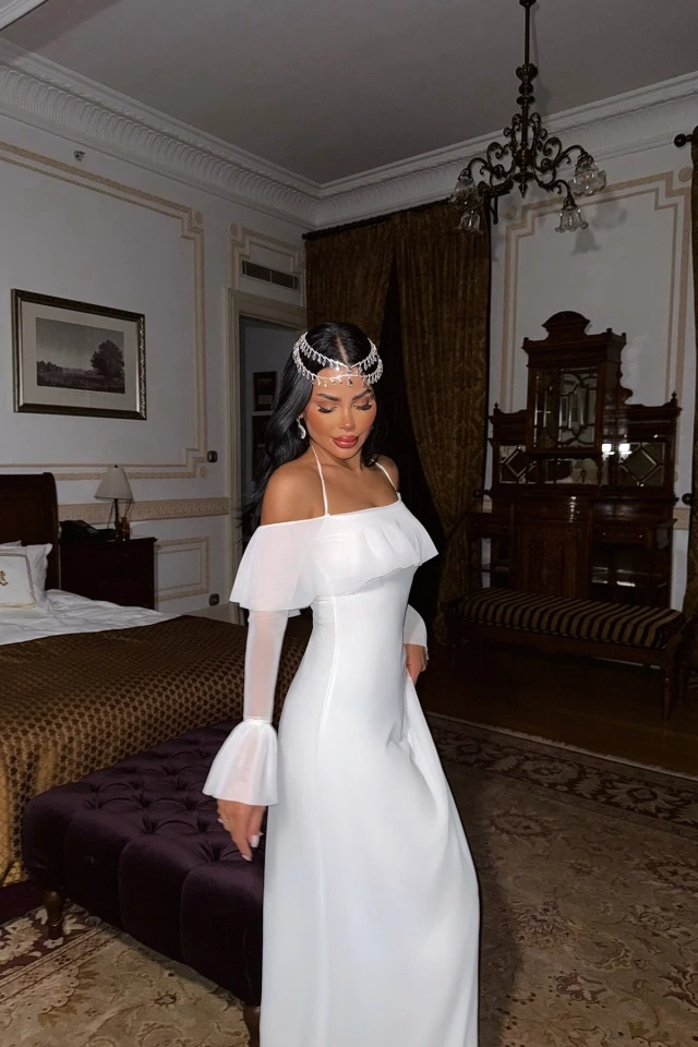 Picture of White Raelle Long Tulle Dress