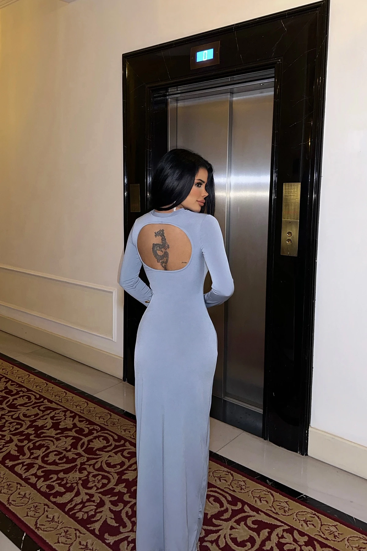 Picture of Gray Back Detail Long Dress