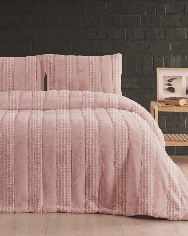 Picture of Merinos Luxe 3 Parça Çift Kişilik Yatak Örtüsü Seti Kutulu 230x250 Petek Pudra