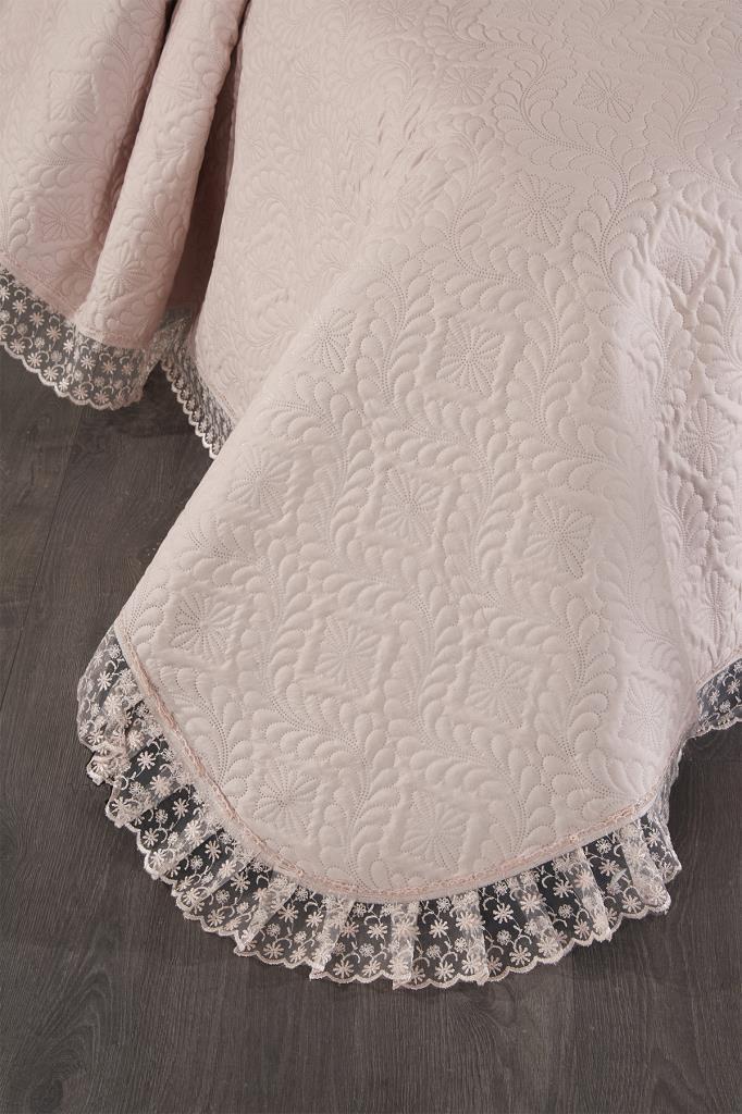 Picture of Zoya Dantelli Kapitoneli Ultrasonik Çift Kişilik Yatak Örtüsü Pudra