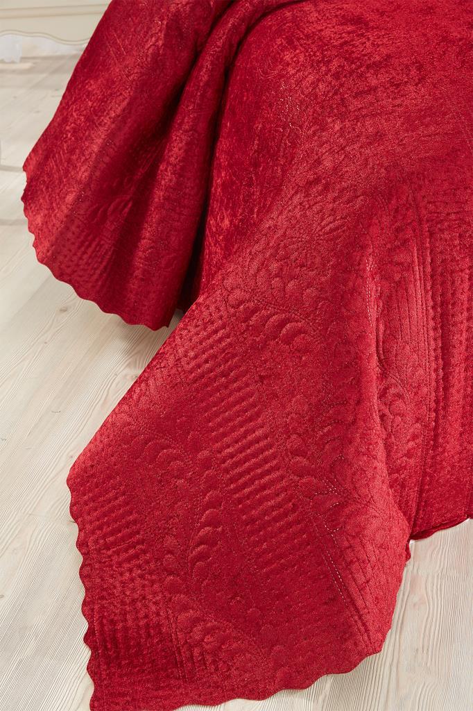 Picture of Velica Tek Kişilik Kadife Yatak Örtüsü Bordo