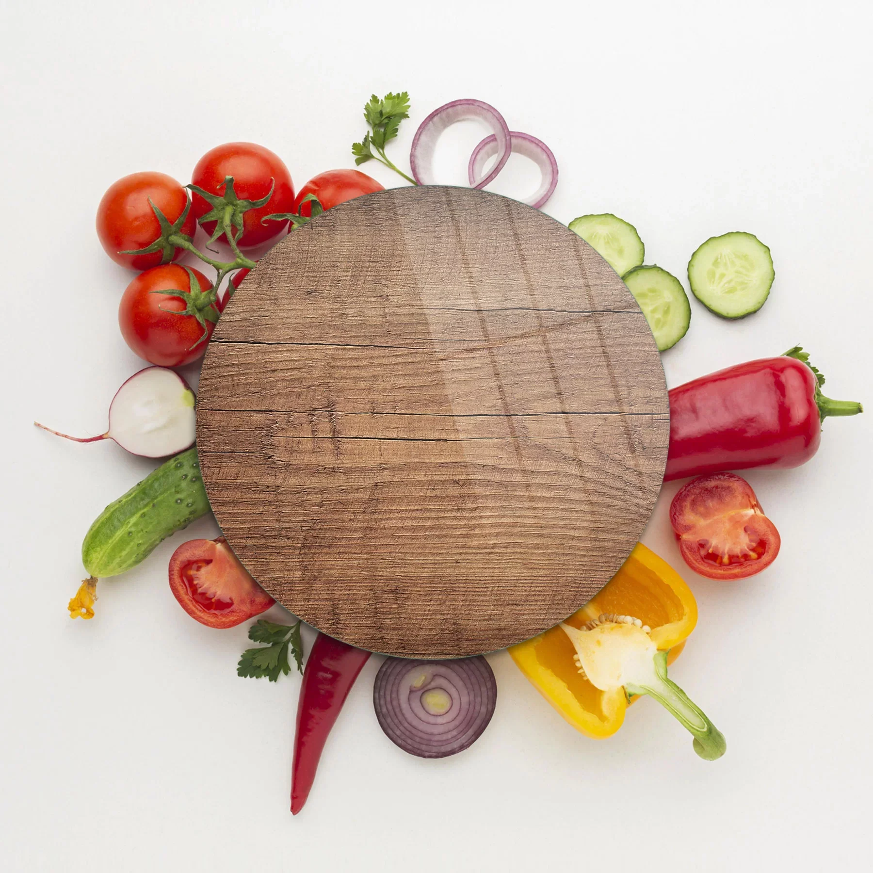 Picture of Decovetro Cam Kesme Tahtası ve Sunumluk Yuvarlak Eski Ahşap Desenli 30x30 Cm