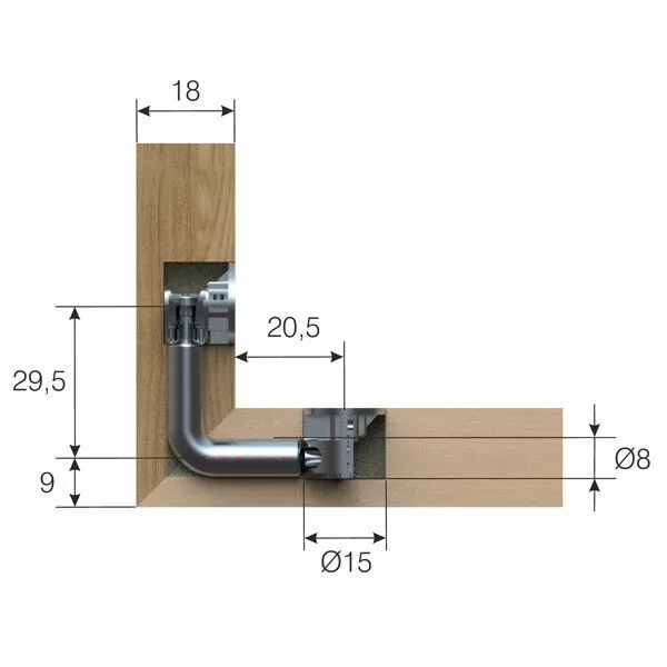 Picture of 90° MSFİX MİLİ (18MM PANEL İÇİN)