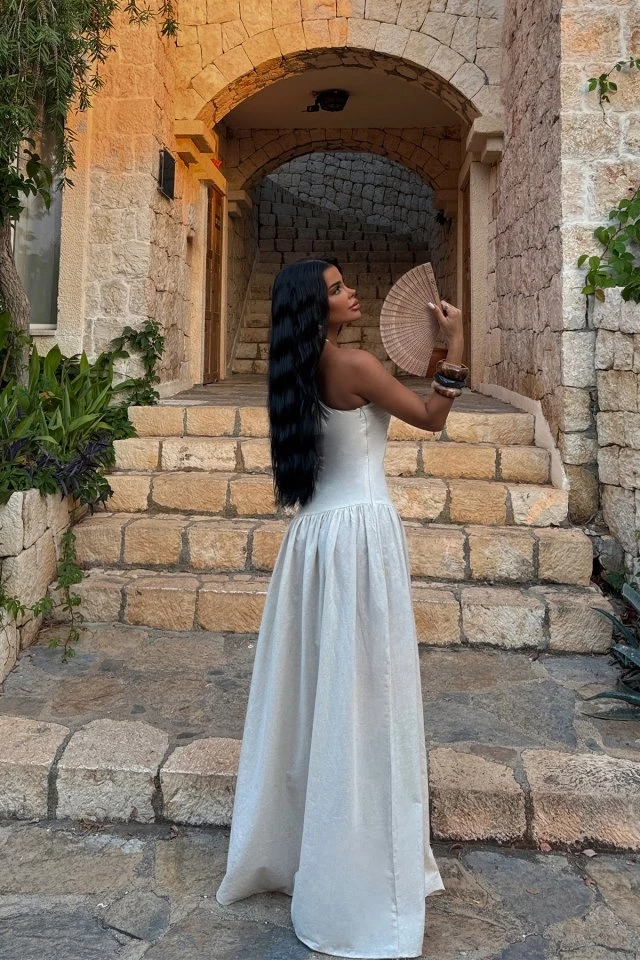 Picture of Cream Basic Long Dress