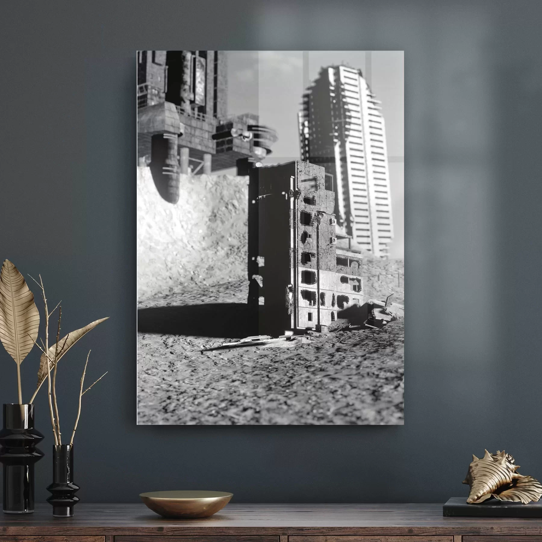 Picture of Decovetro Cam Tablo Vintage Şehir Manzarası 30x40 cm