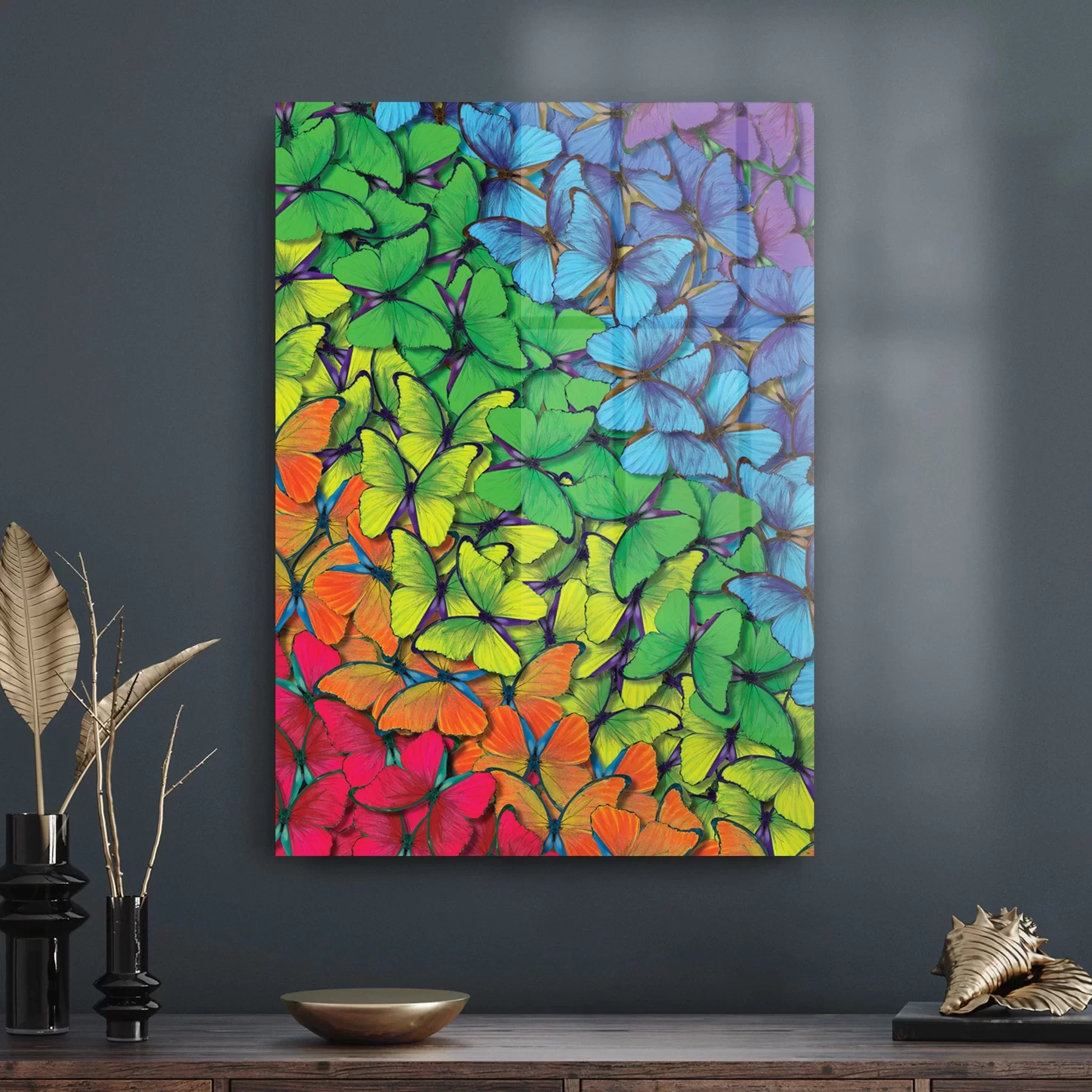 Picture of Decovetro Cam Tablo Renkli Kelebekler 30x40 cm