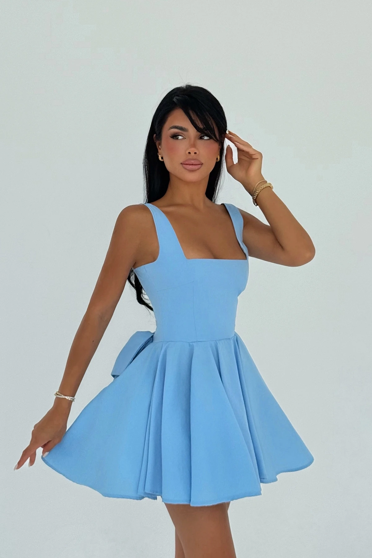 Picture of Blue Nolan Back Bow Detail Mini Dress