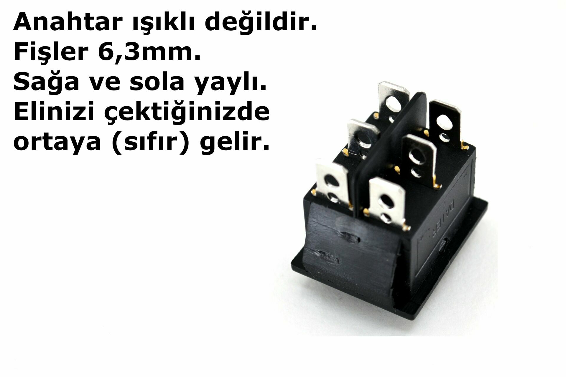 Picture of Anten Sunroof Cam Düğmesi 1-0-2 Yaylı Oklu Anahtar 12V-220V MT-ANY01