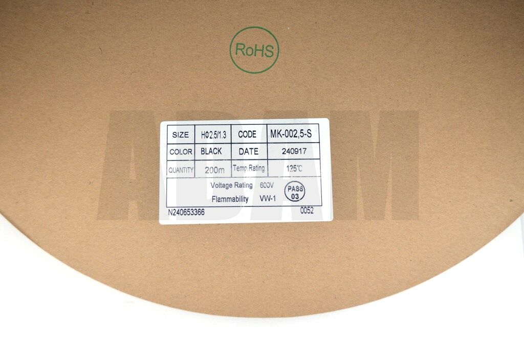 Picture of 200 Metre 2,4mm Siyah Isı İle Daralan Makaron Isıyla MT-M2.4S