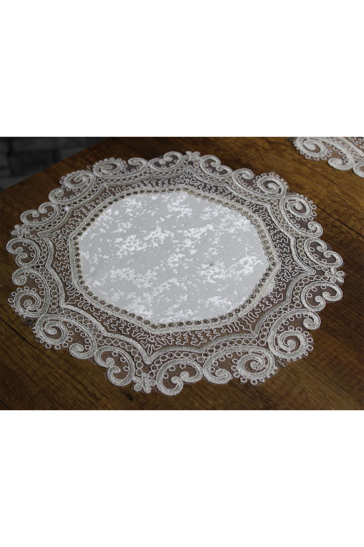 Picture of Aryen Kadife Kordone 5 Parça Salon Takımı Krem Koyu Kahve