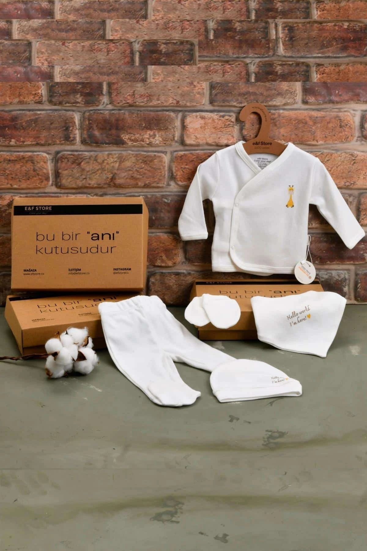 Picture of 5’li Yenidoğan Hastane Çıkışı Seti - Doğal Pamuklu - Zürafa Desenli