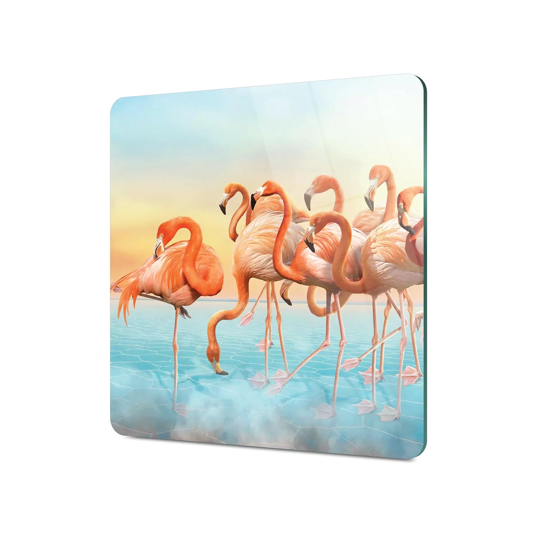 Picture of Decovetro Cam Kesme Tahtası ve Sunumluk Kare Flamingo Desenli 30x30 Cm