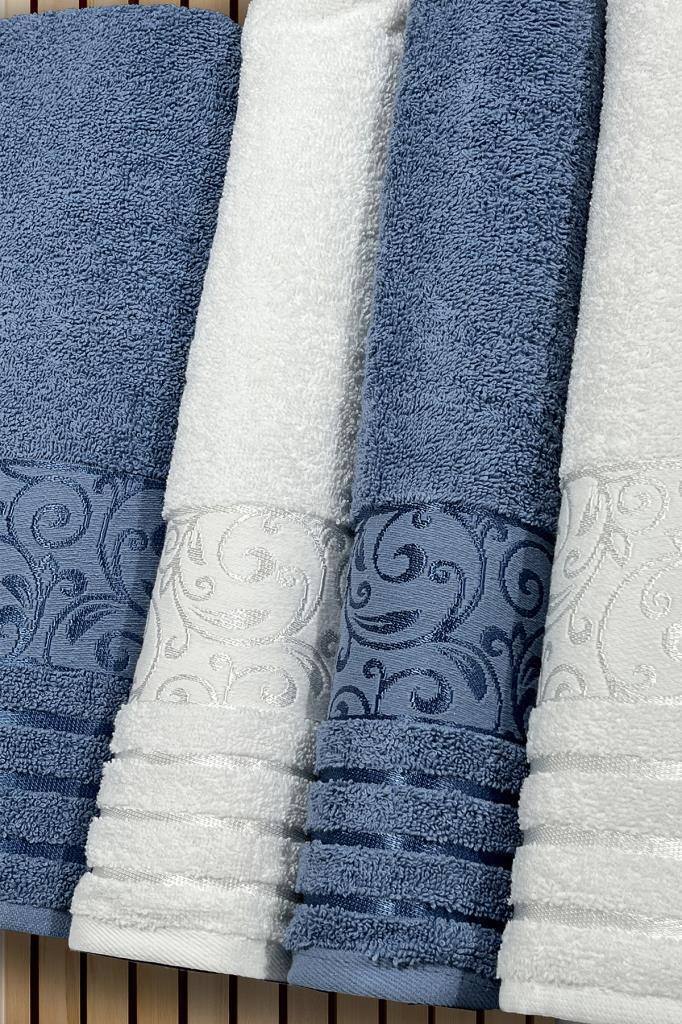 Picture of Deren Hamam Takımı 4 Parça Krem - Mavi