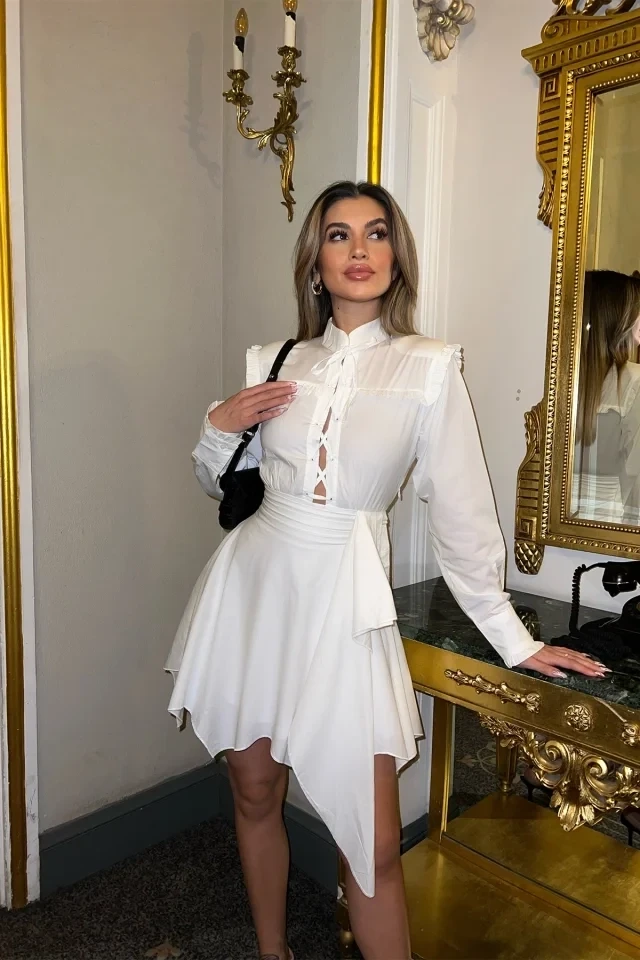 Picture of White Tie-Up Mini Dress