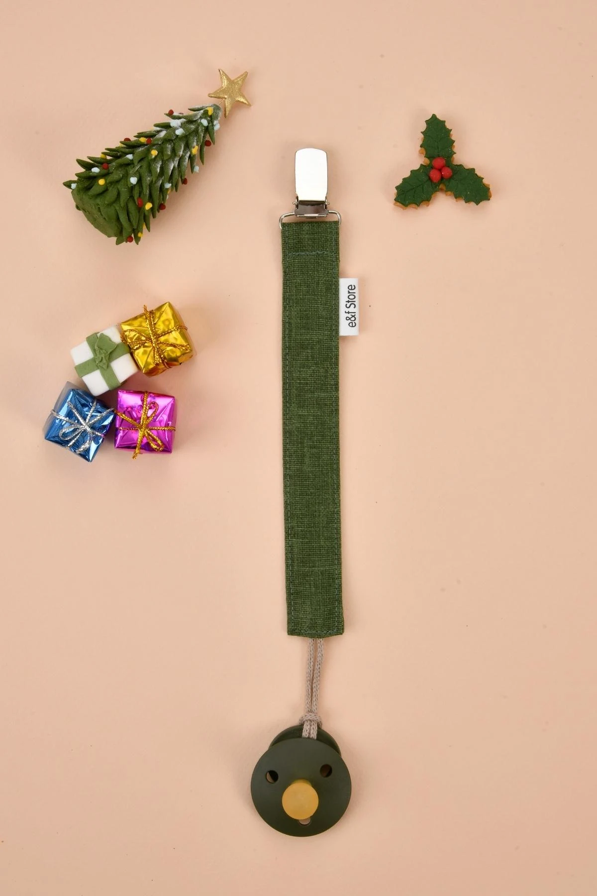 Picture of Pamuk Keten Kumaşlı Emzik Zinciri – Yeşil