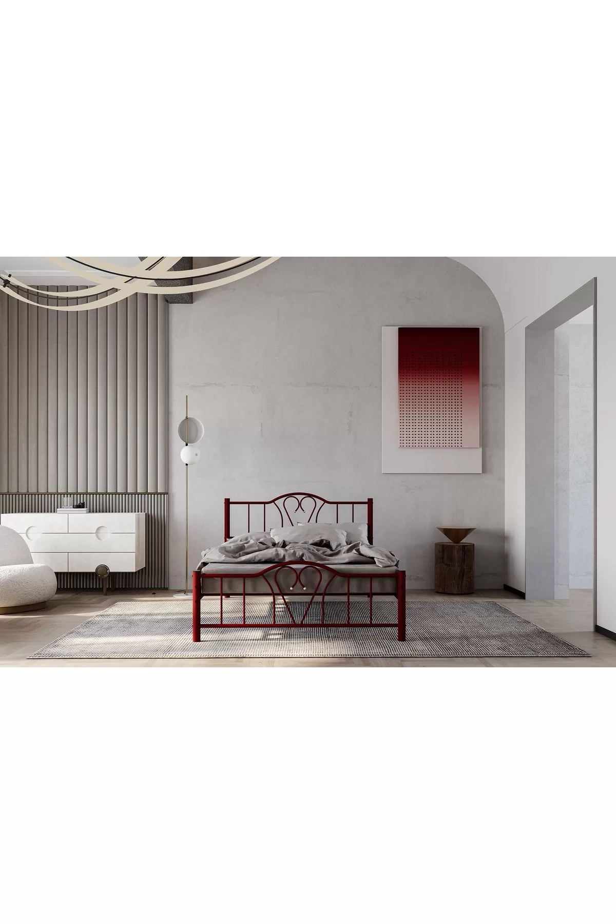 Picture of Orkide Çift Kişilik Ferforje Metal Karyola Bordo