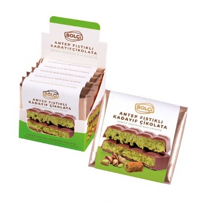 Picture of PISTACHIO KADAYIF FILLED MILK CHOCOLATE 100g