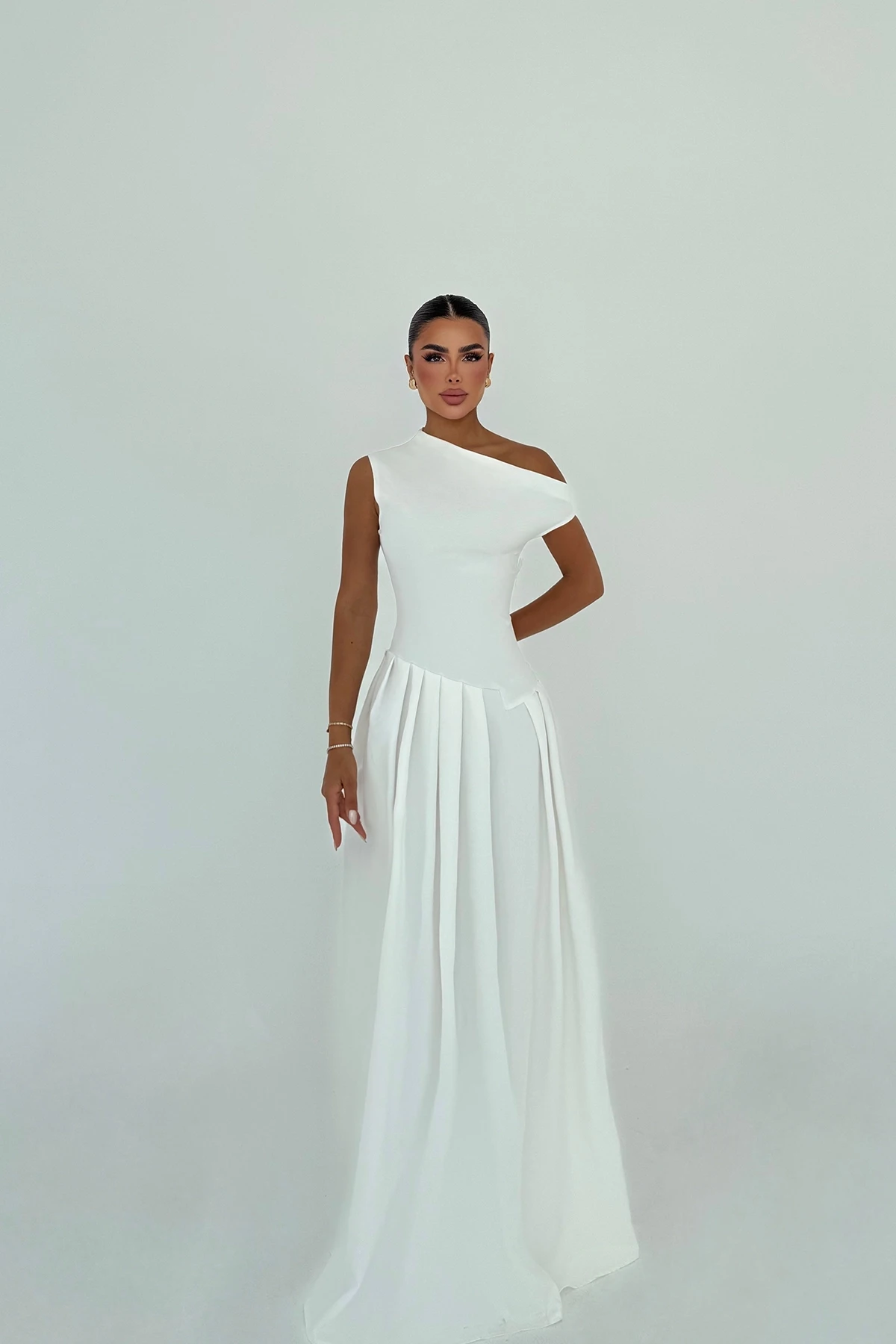 Picture of White Bimala Boat Neck Dress
