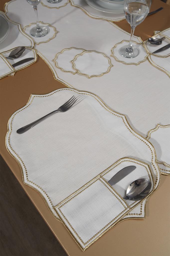 Picture of Damla Keten Nakışlı Amerikan Servis Takımı 19 Parça Gold