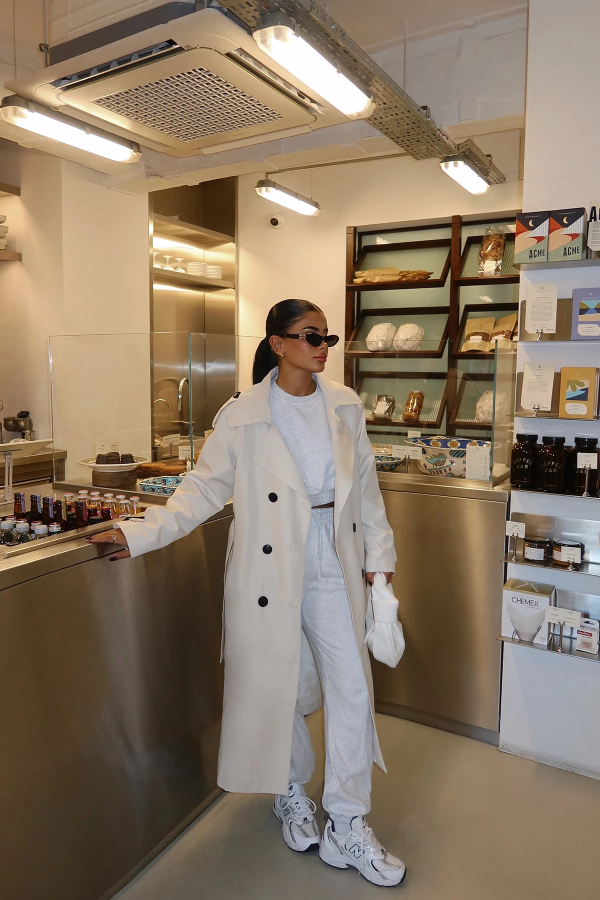 Picture of Off-White Trench Coat with Belted Sleeves