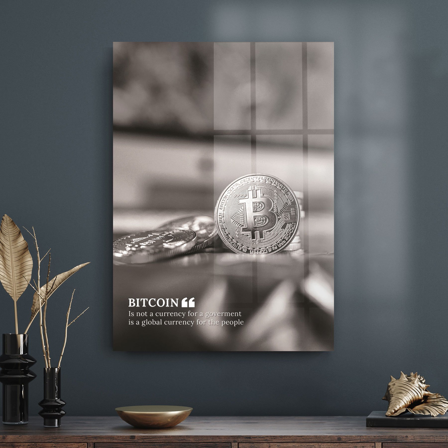 Picture of Decovetro Cam Tablo Bitcoin Desenli 30x40 cm