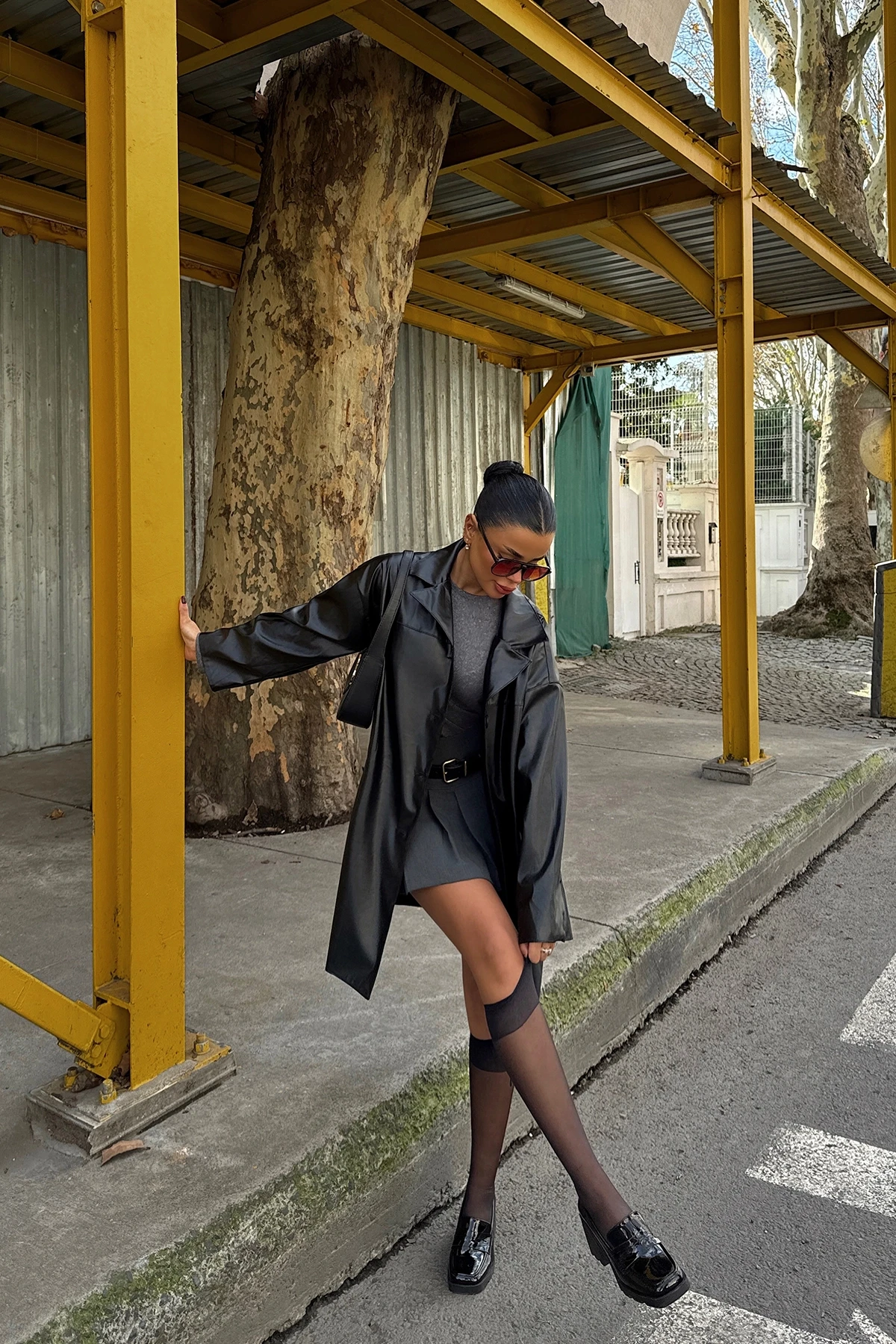 Picture of Black Button Detail Trench Coat