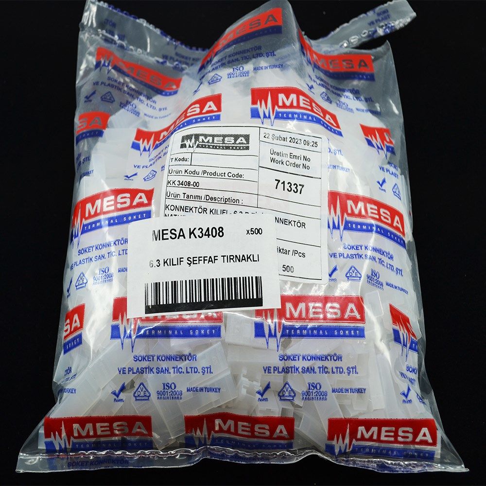 Picture of 500 Adet R Tipi 6,3 Kablo Ucu Dişi Fiş Kılıfı Kilitli Tırnaklı Pa66