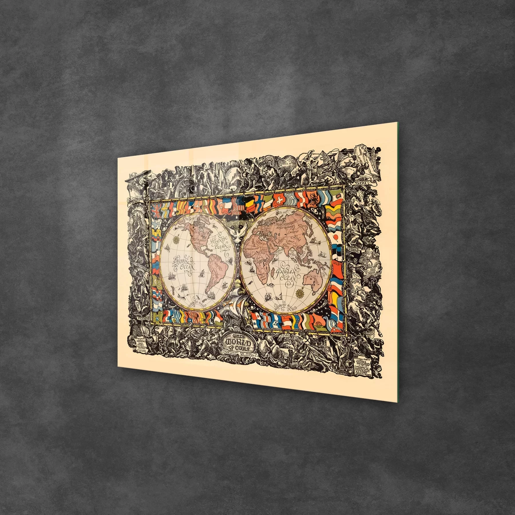 Picture of Decovetro Cam Tablo World Map Old Style 50x70 cm