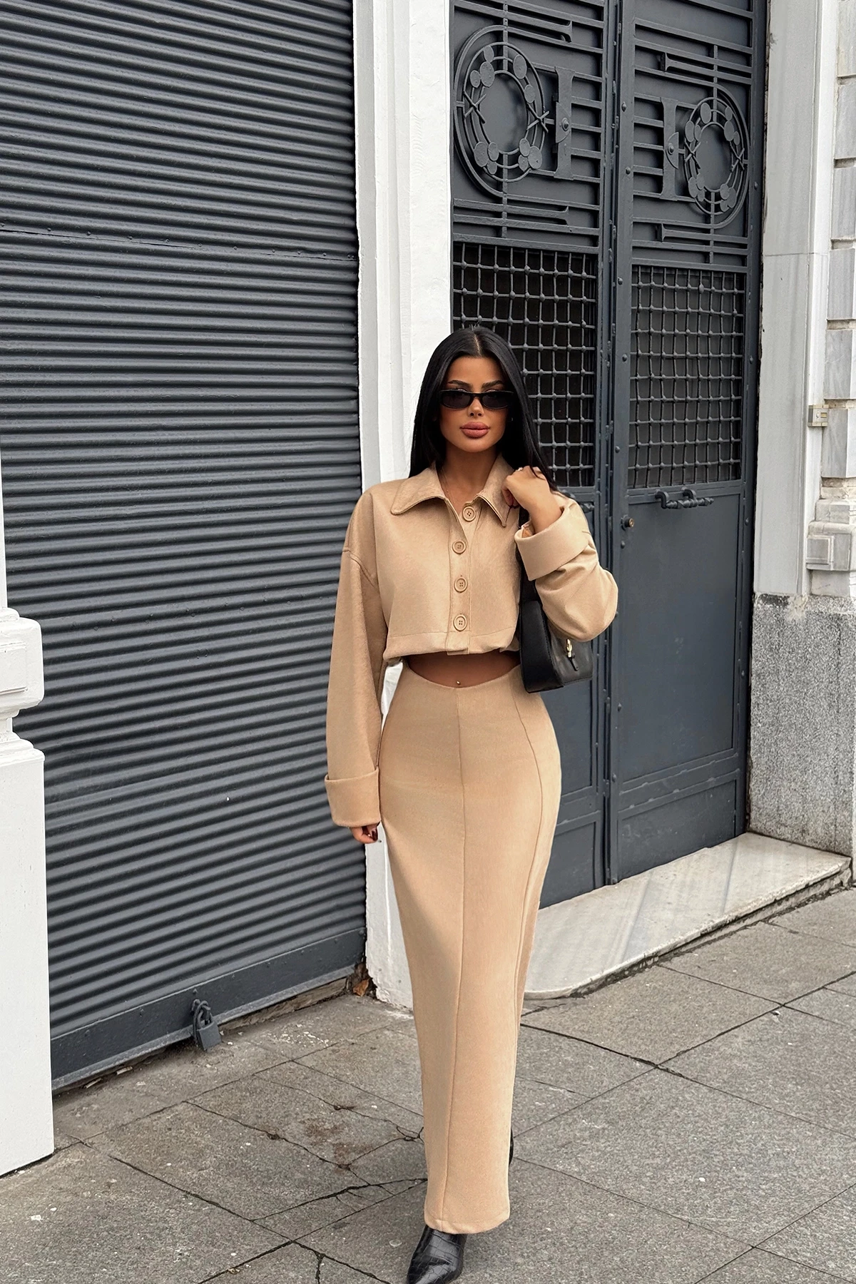 Picture of Beige Button-Front Suit