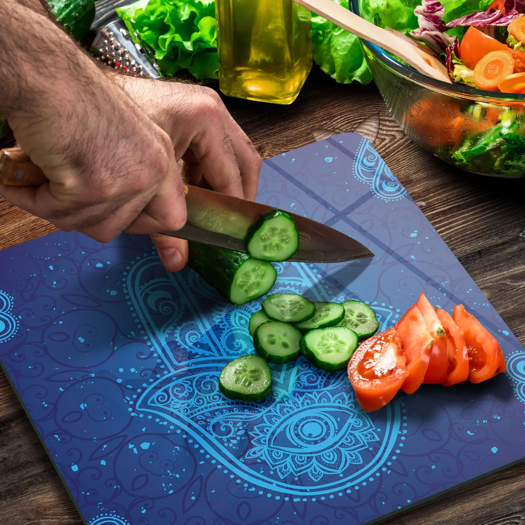 Picture of Decovetro Cam Kesme Tahtası ve Sunumluk Kare Fatma Ana Desenli 30x30 Cm