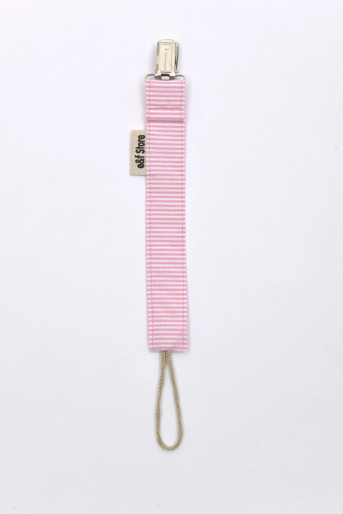 Picture of Pamuk Kumaşlı Emzik Zinciri – Pembe Beyaz Çizgili