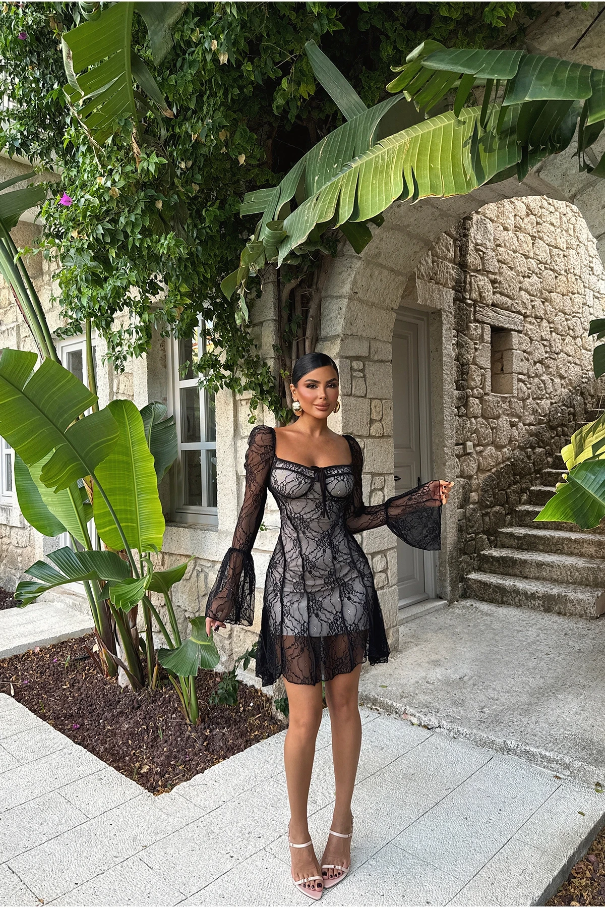 Picture of Black Lace Detail Mini Dress