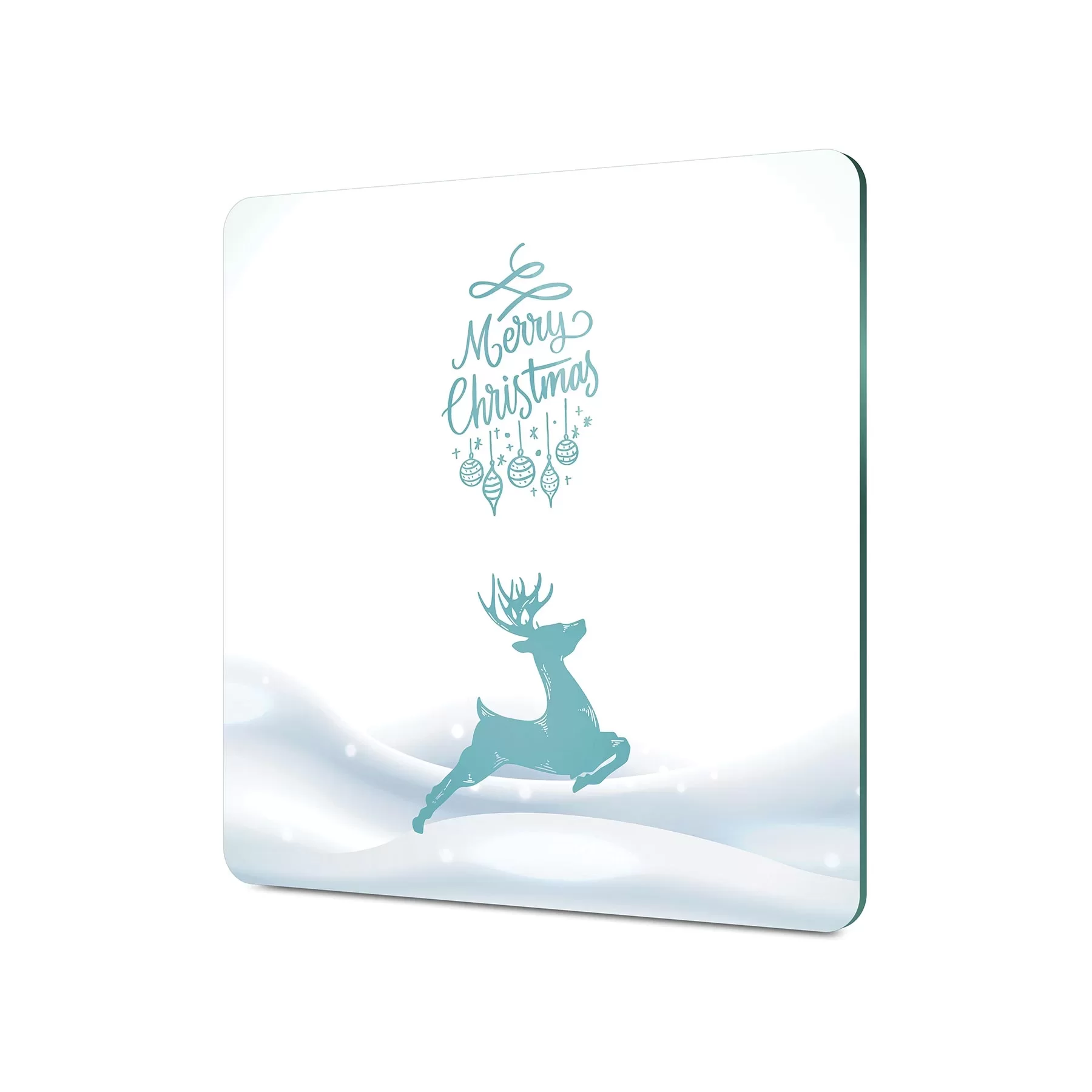 Picture of Decovetro Cam Kesme Tahtası ve Sunumluk Kare Yılbaşı Geyik Desenli 30x30 Cm