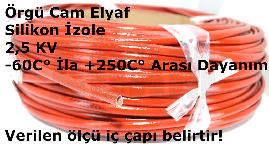 Picture of 50 Metre 10mm Silikon İzoleli Cam Elyaf H-Class Kahverengi Makaron MT-CM10H