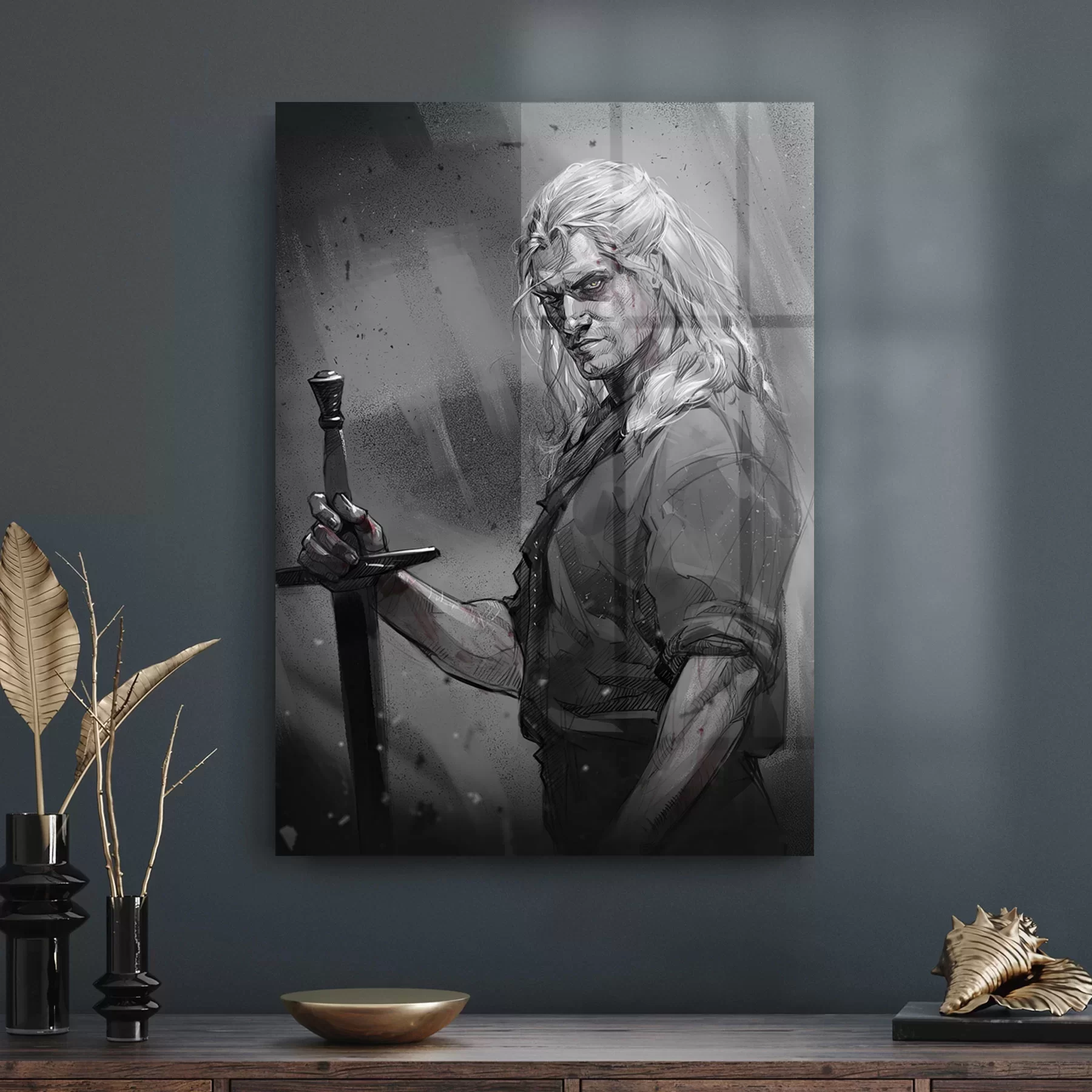 Picture of Decovetro Cam Tablo The Witcher Siyah Beyaz 30x40 cm
